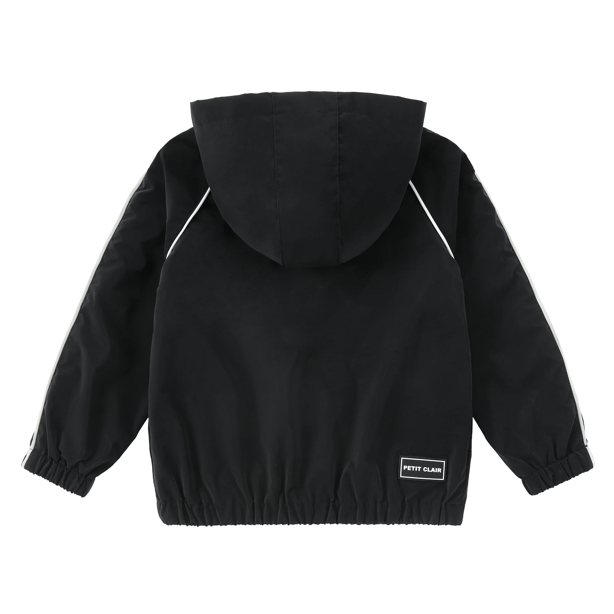 Boys Black Raincoat with White Trim - Image 3