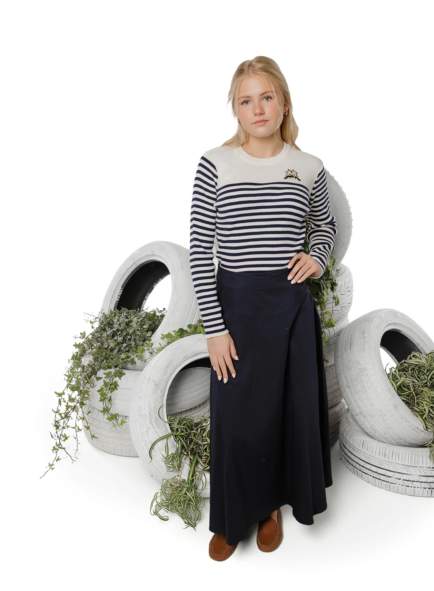 Teens White & Black Stripe Sweater - Image 2