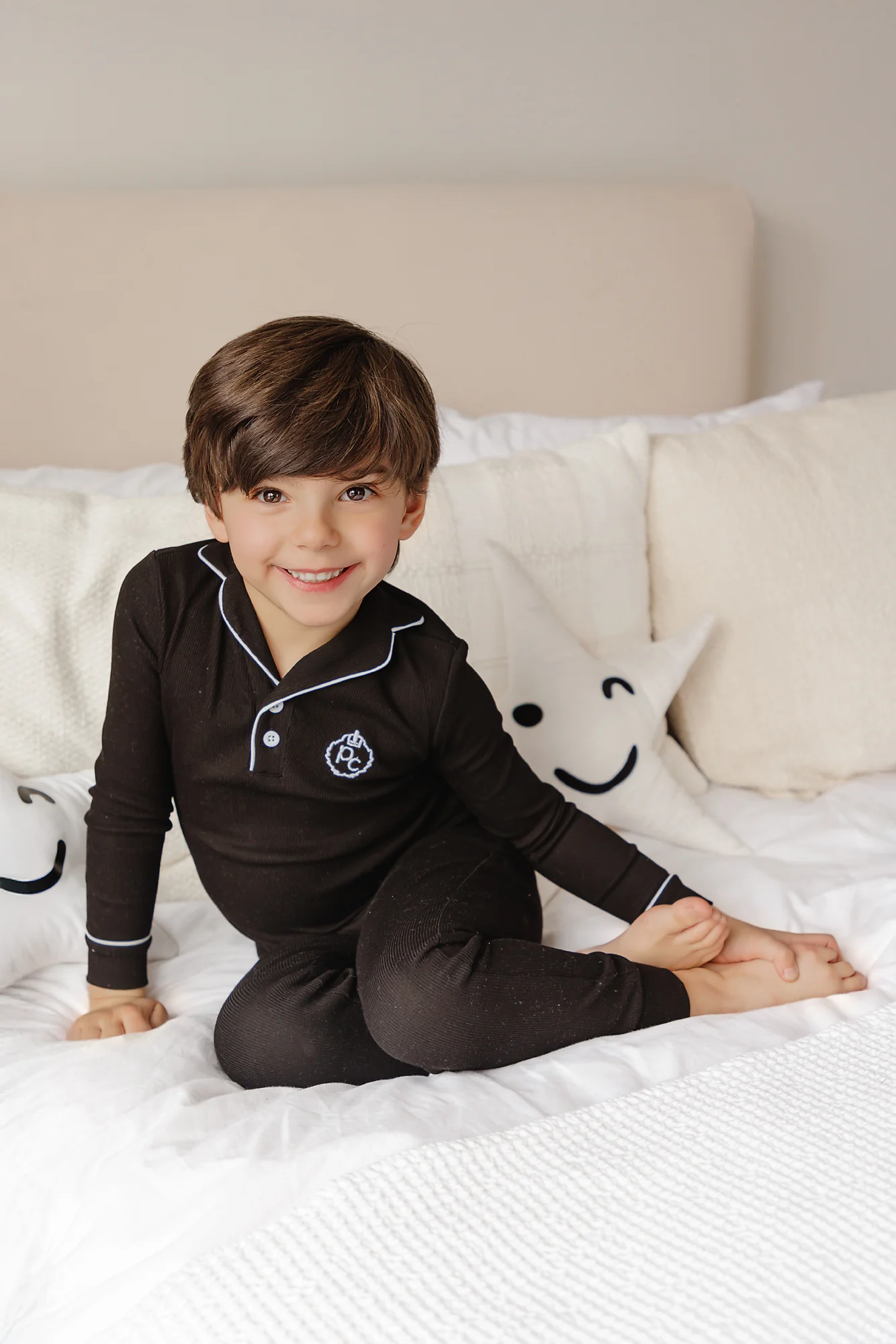 Black Collared Contrast Pajama - Image 2