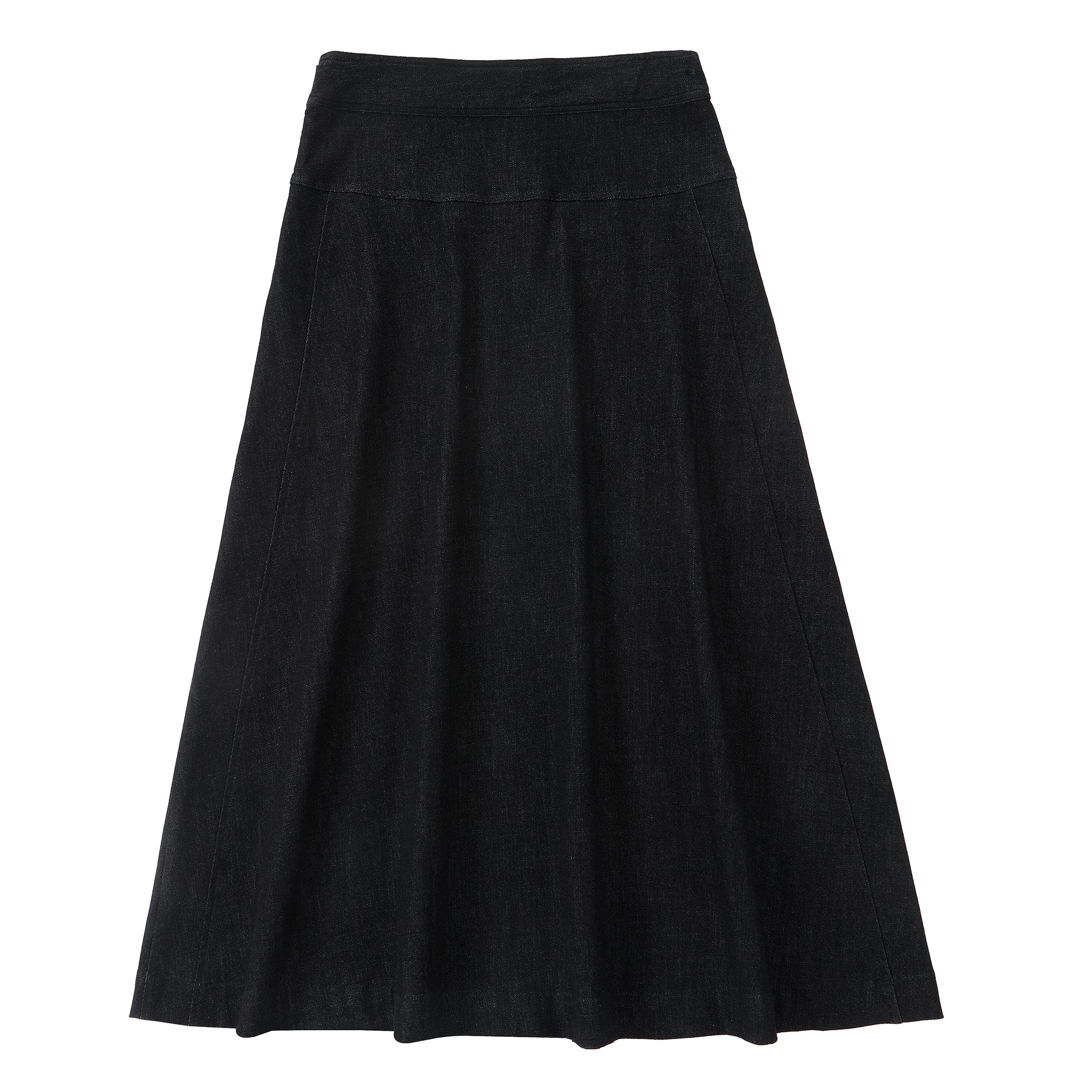 Black Denim A-line Yoke Skirt - Image 3