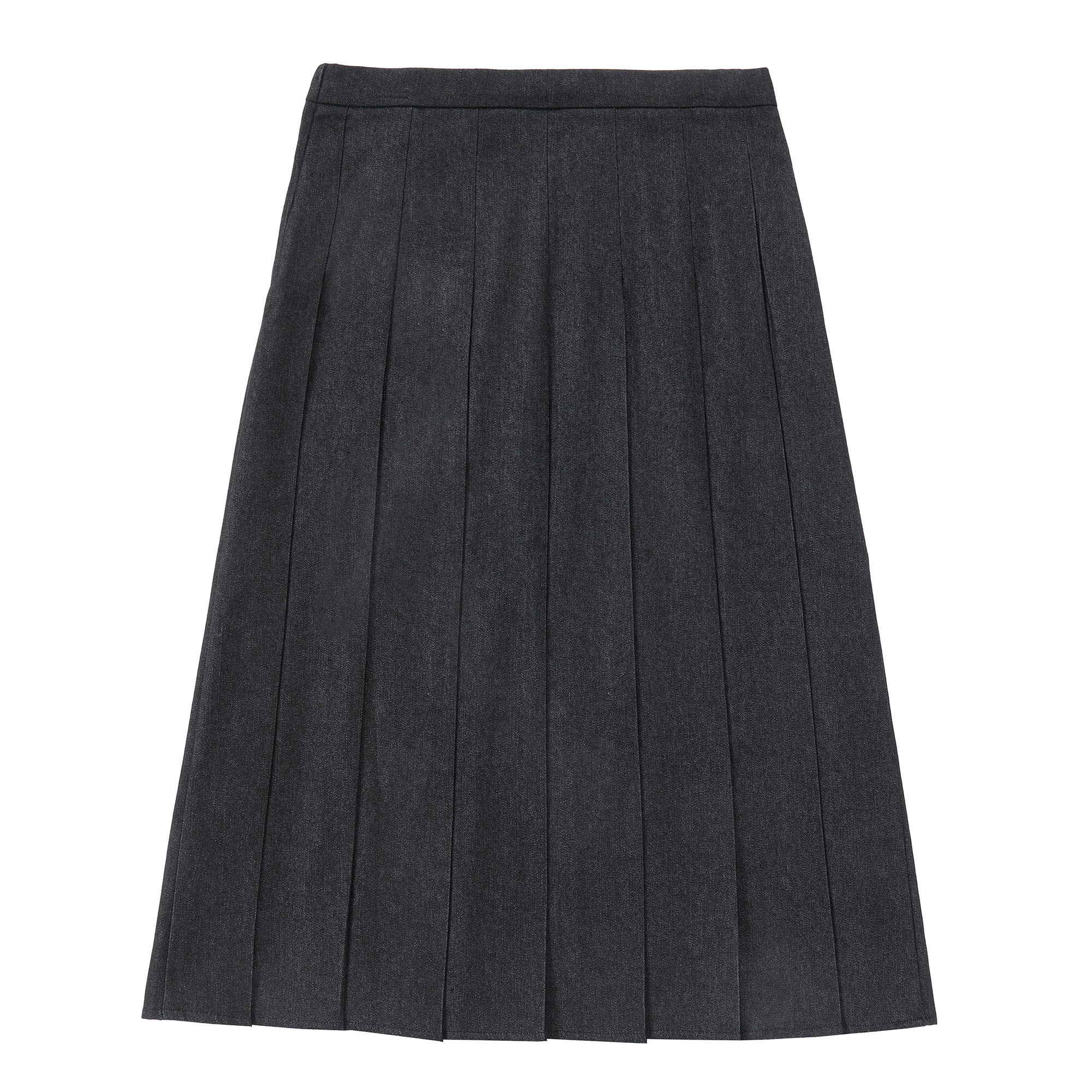 Black Denim Wide Pleated Skirt - Image 3