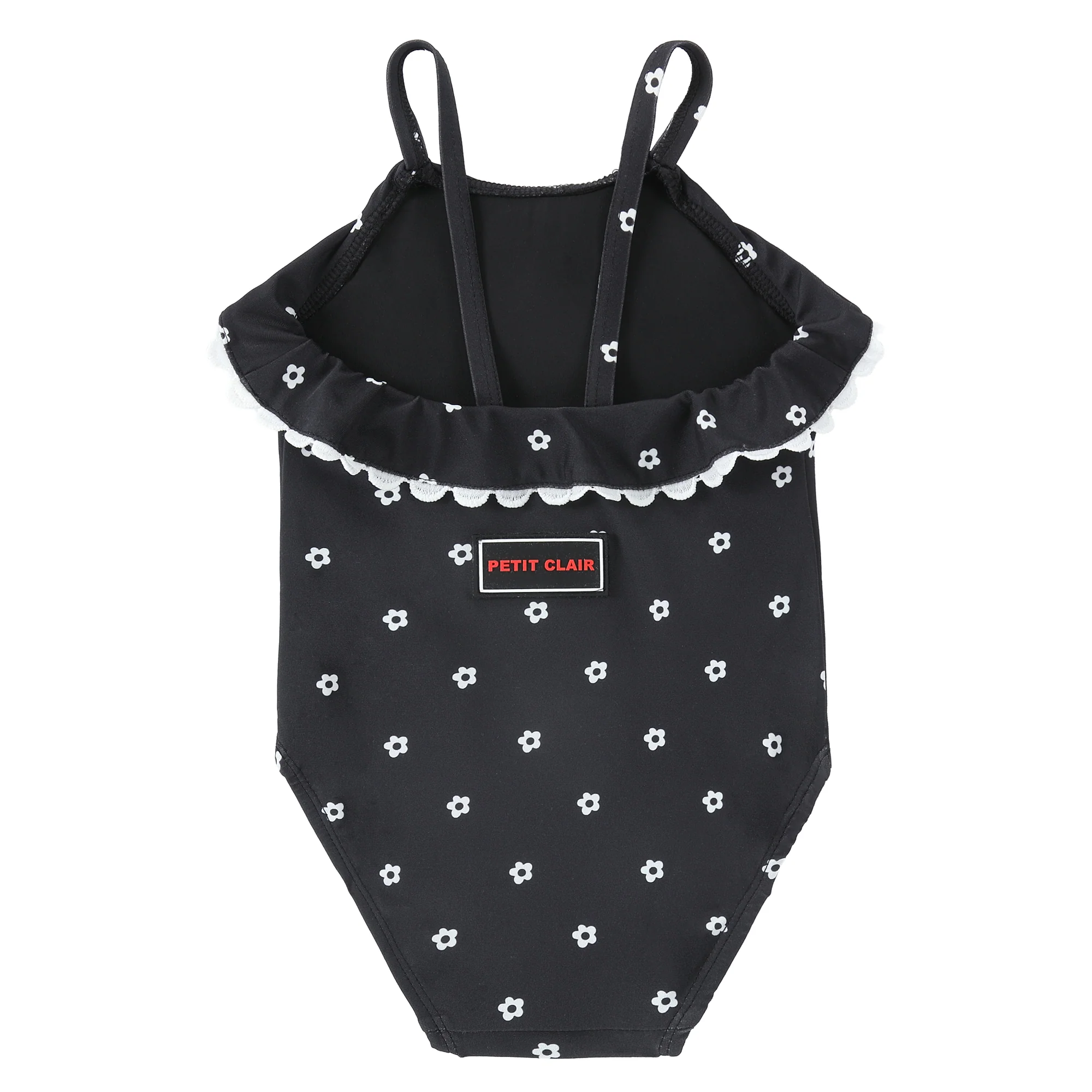Girls Black Floral Print Swim Suit - Image 3