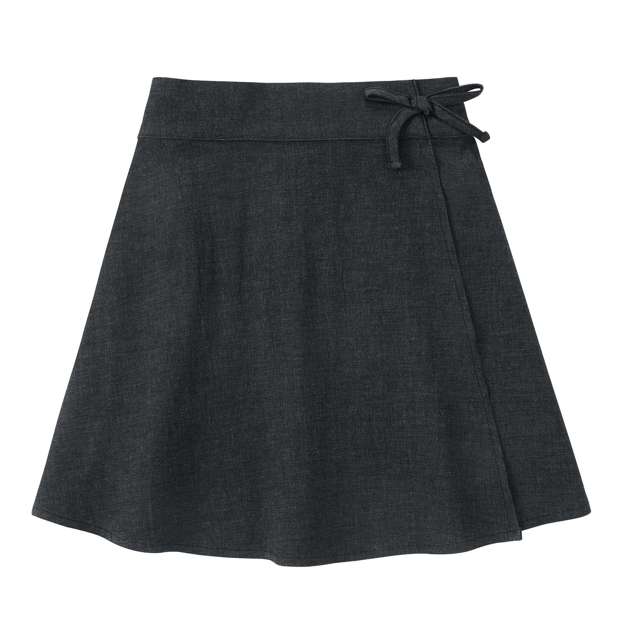 Girls Black Denim Wrap Skirt
