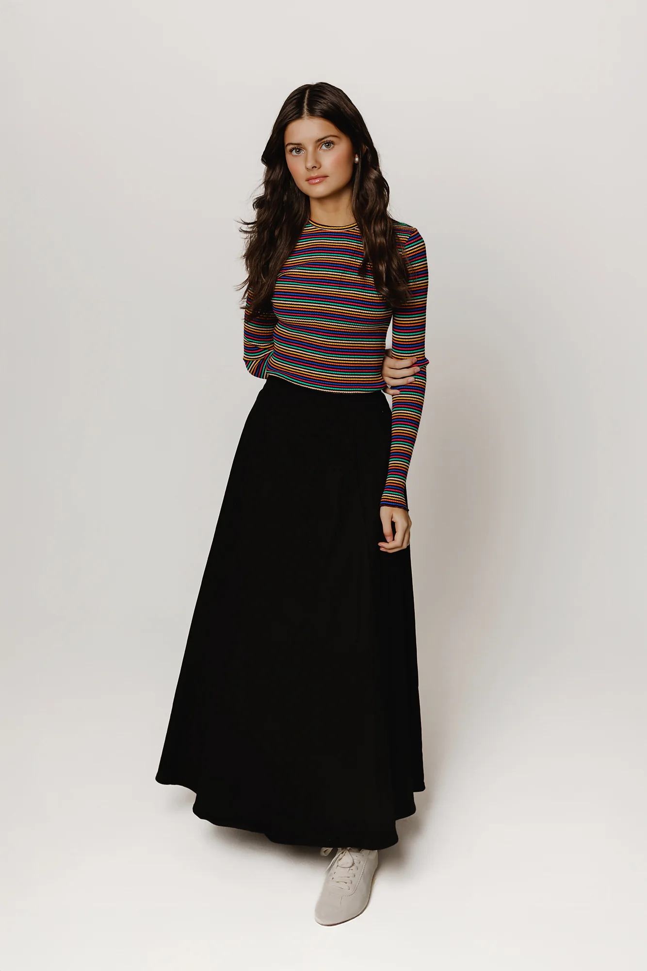 Black & Colorful Striped T-Shirt - Image 2