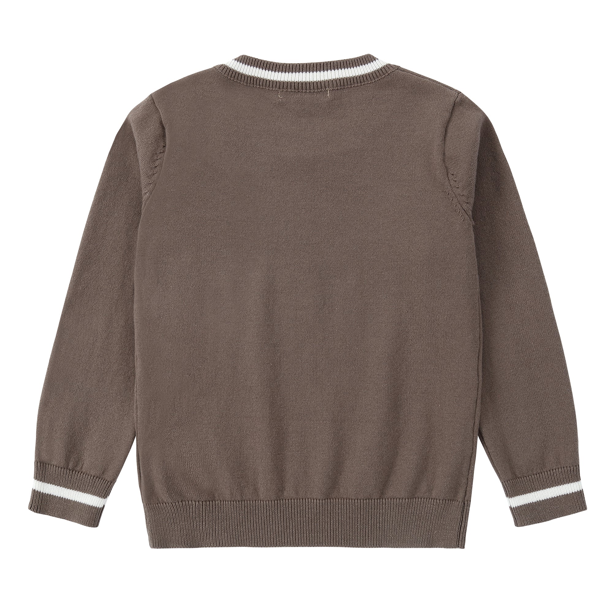 Boys Dark Brown Sweater with White Contrast - Image 3