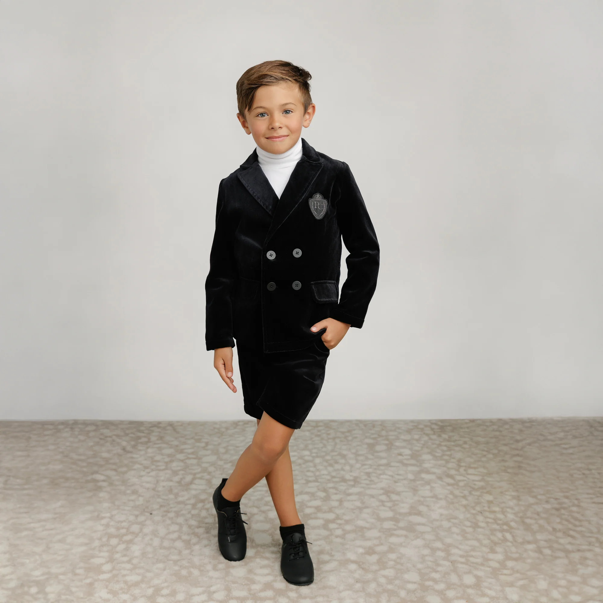 Black Velvet Double Breasted Blazer - Image 2