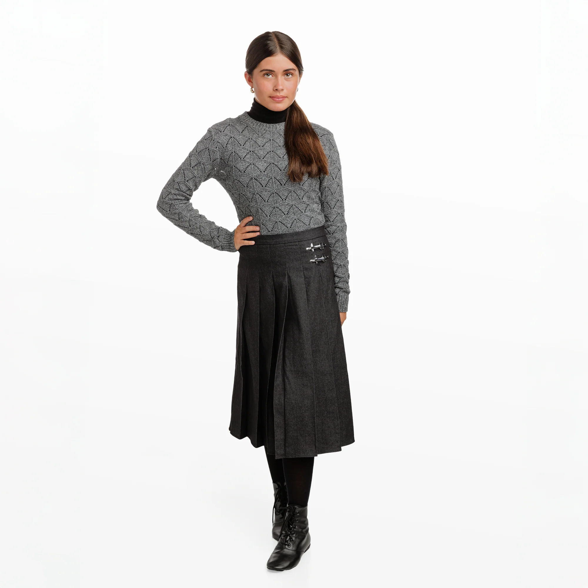 Grey Heather Knit Sweater - Image 2