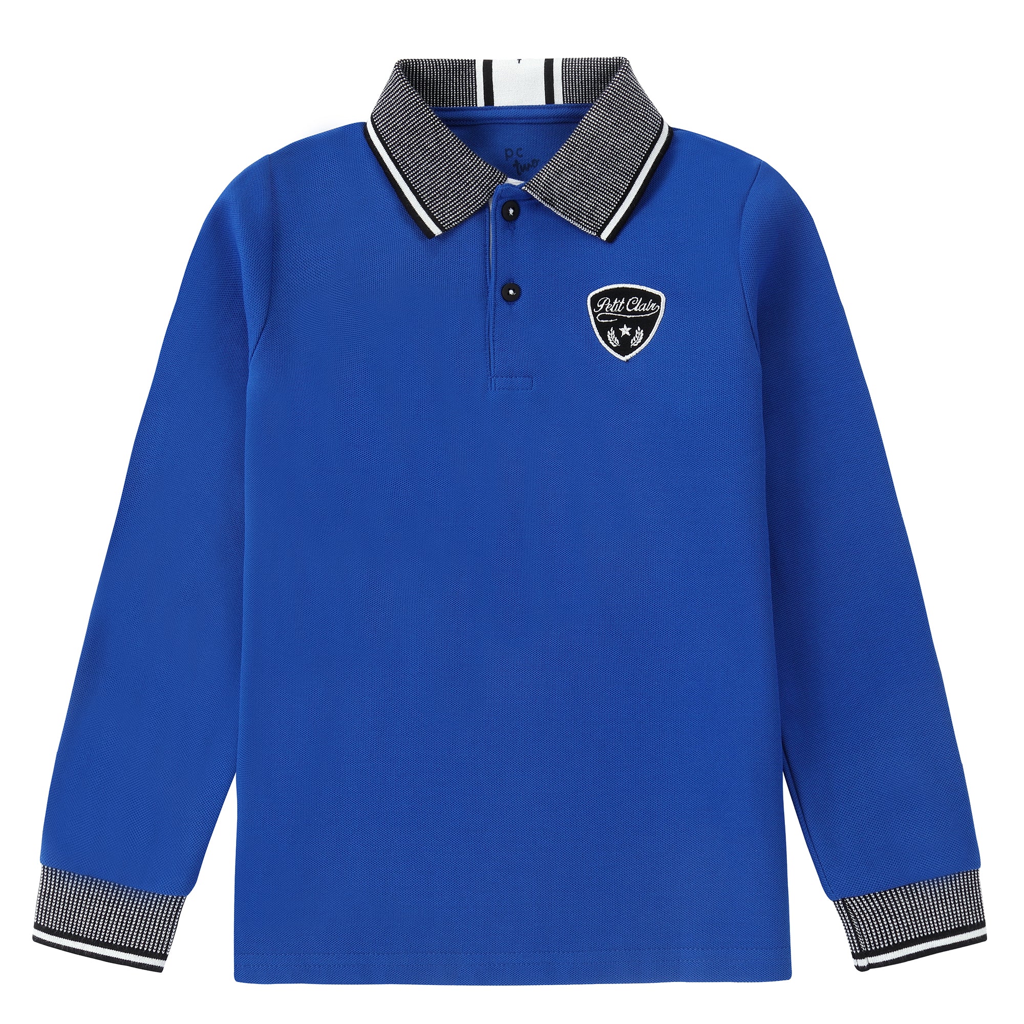 Boys Royal Blue Polo with Black & White Trim - Image 3