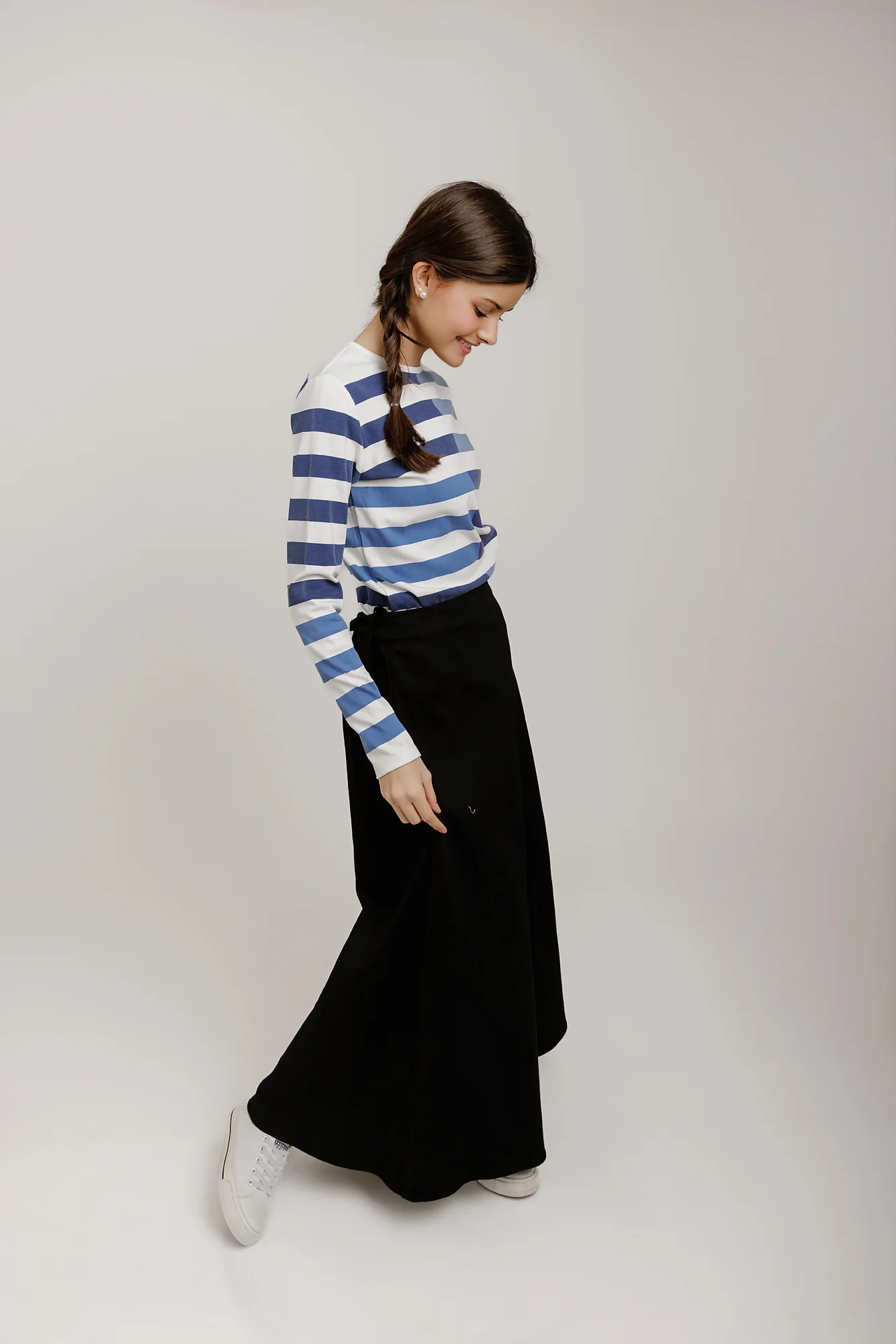 Blue Striped Color Block T-Shirt - Image 3