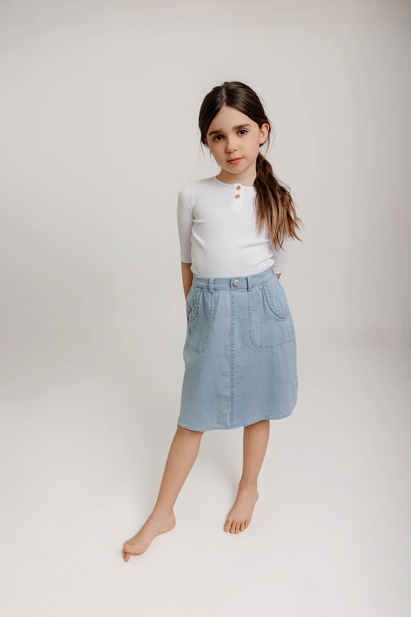 Light Denim Braided Pocket Skirt - Image 2