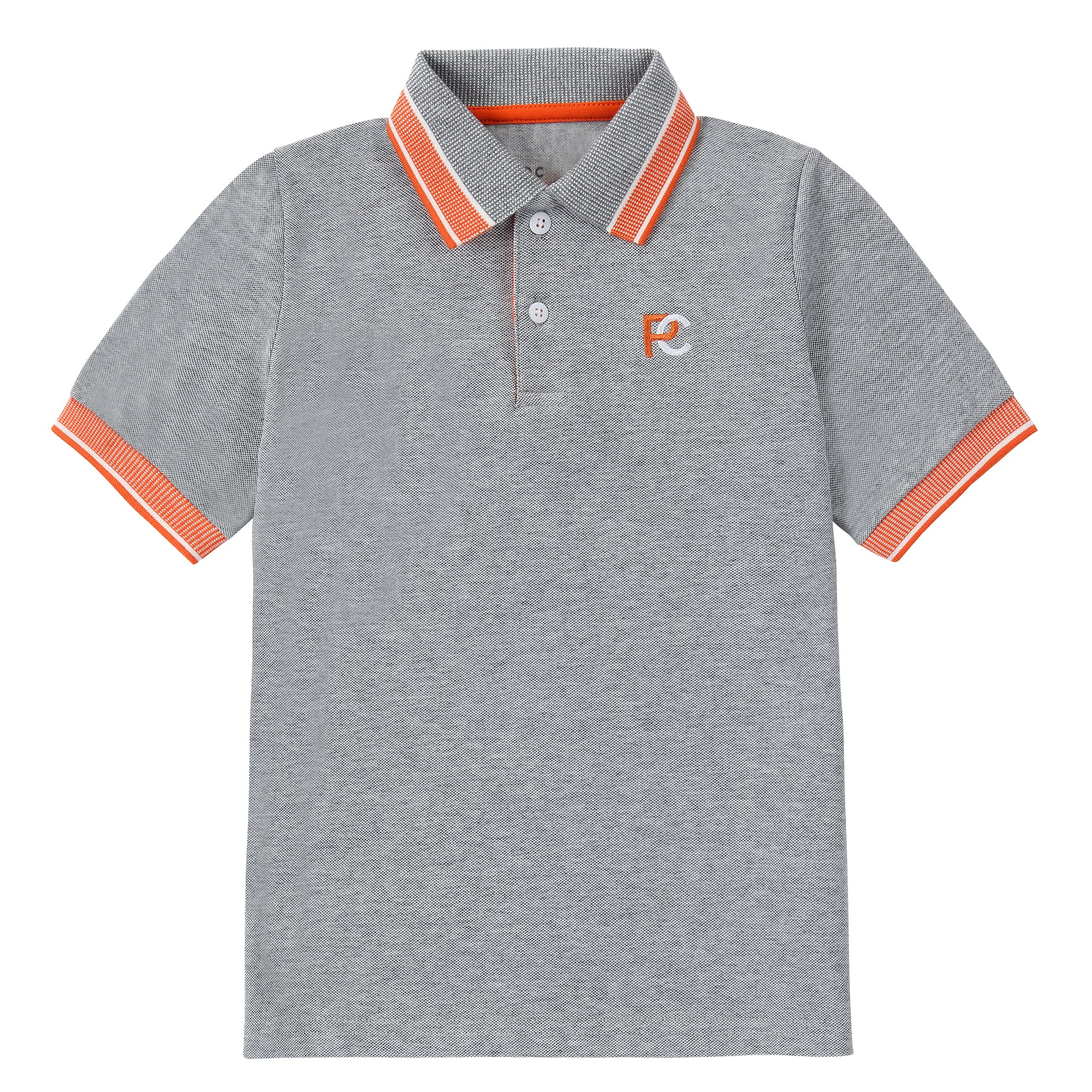 Boys Gray Polo with Orange Trim