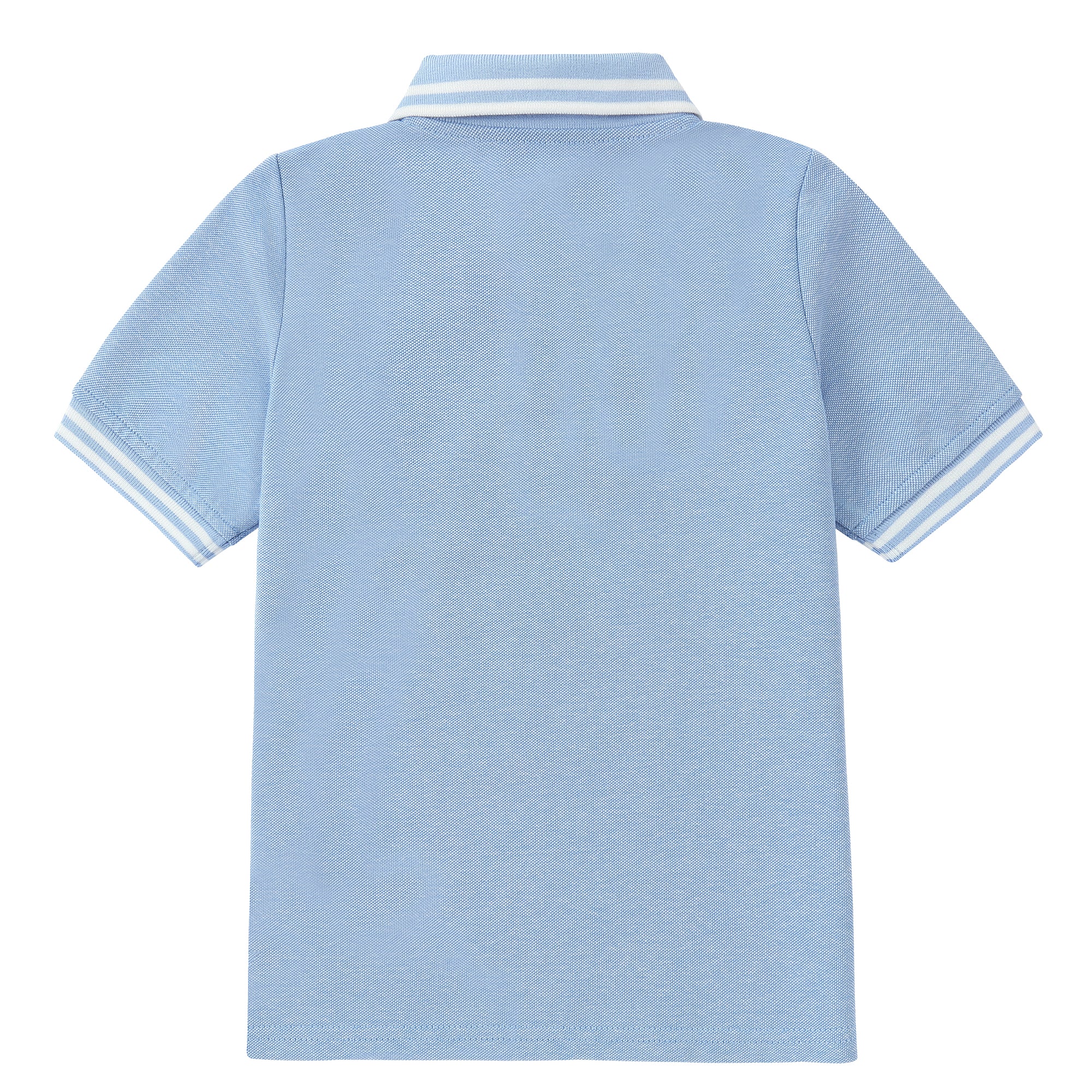 Boys Pastel Blue Polo with White Trim - Image 3