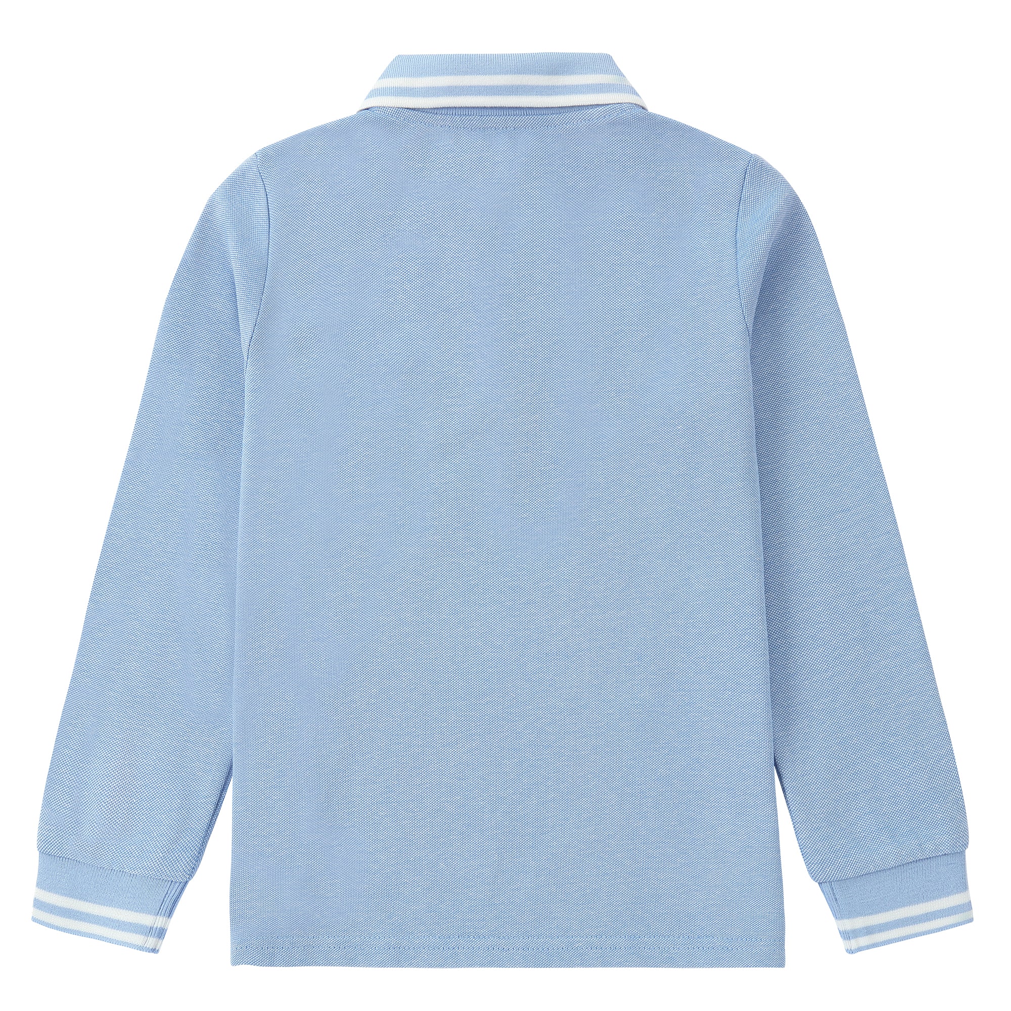 Boys Pastel Blue Polo with White Trim - Image 5