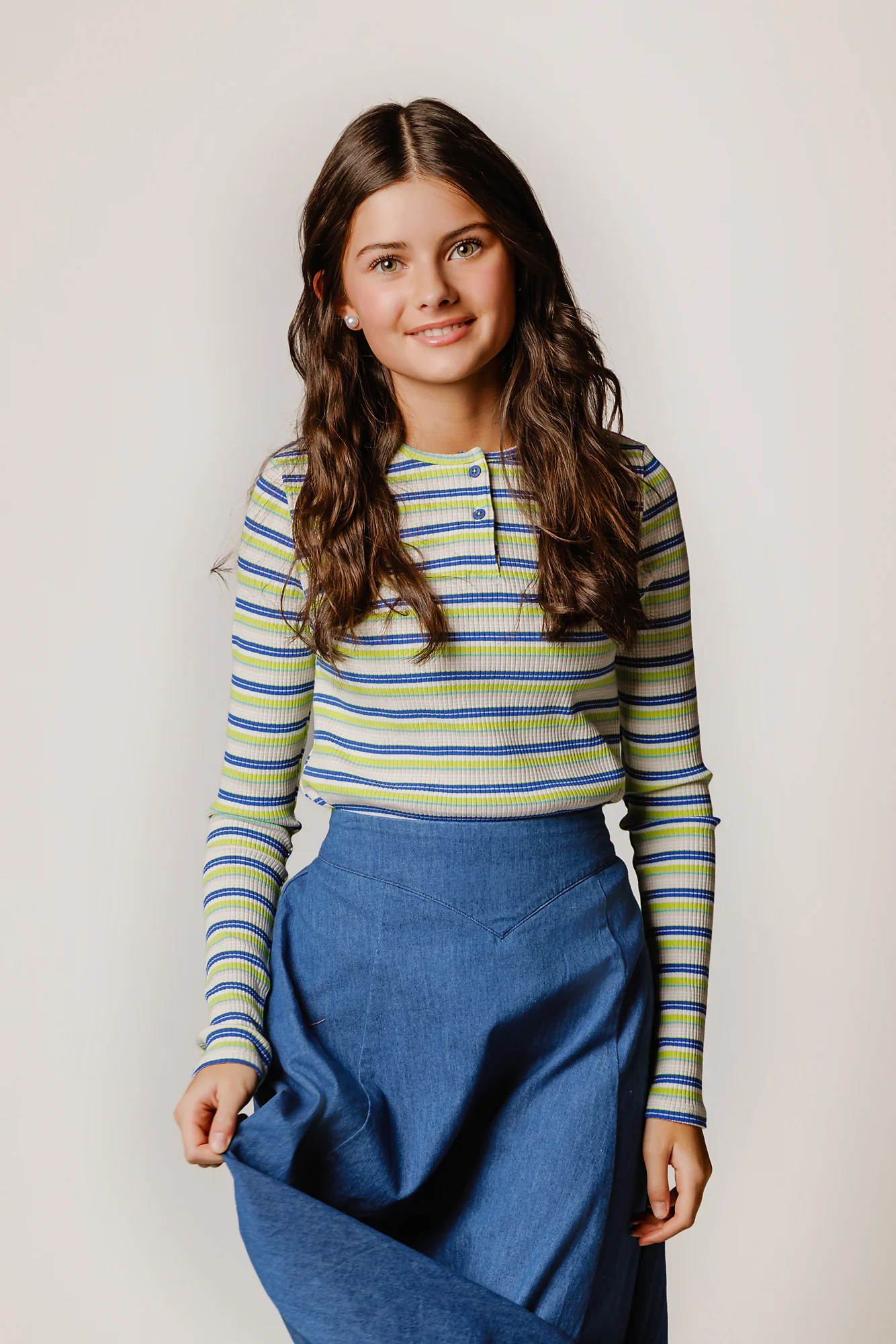Lime Striped Henley T-Shirt - Image 2