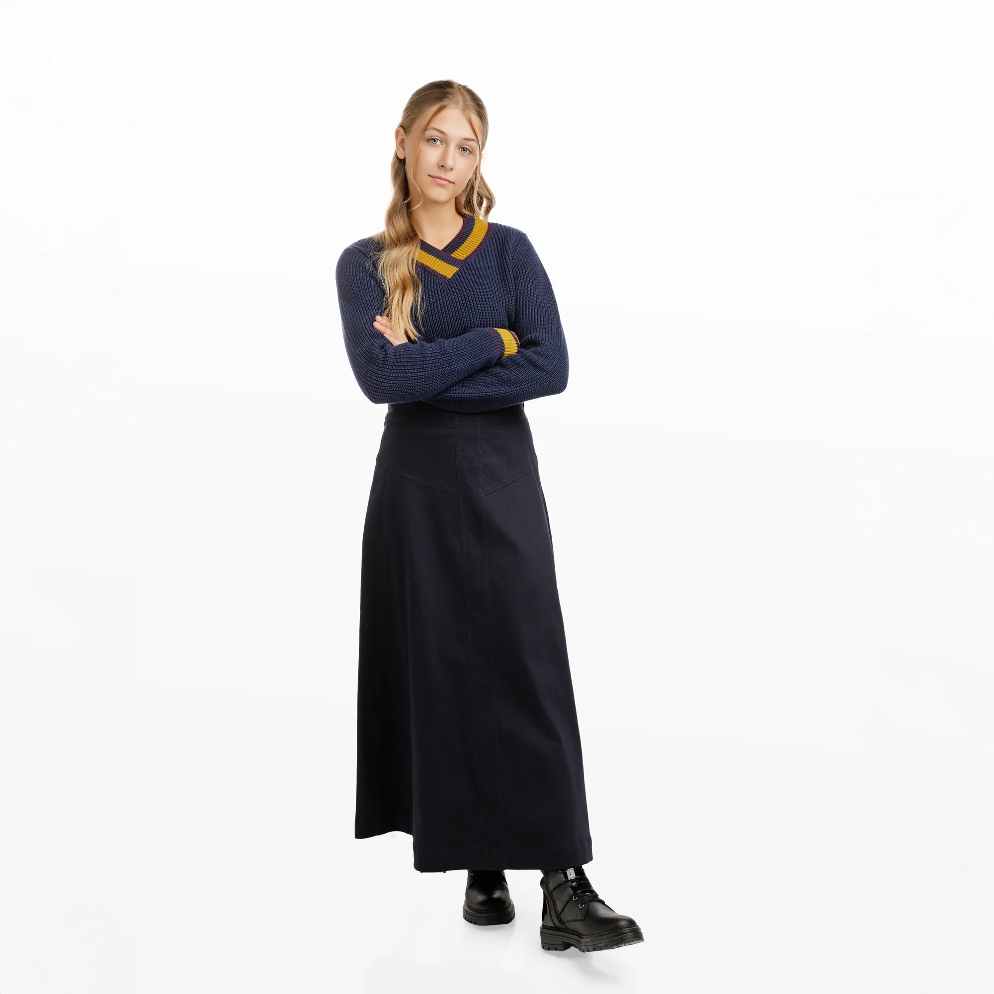 Navy/ Mustard Trim Sweater - Image 3