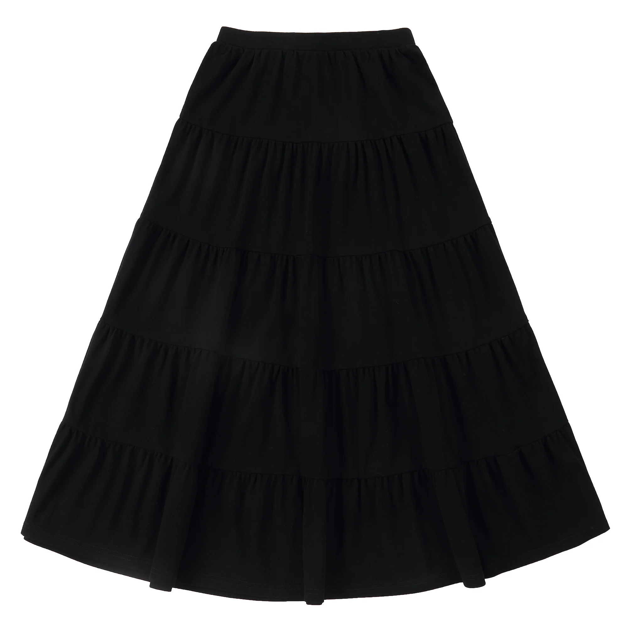Teens Black Jersey Tiered Maxi Skirt- STORE ONLY - Image 3