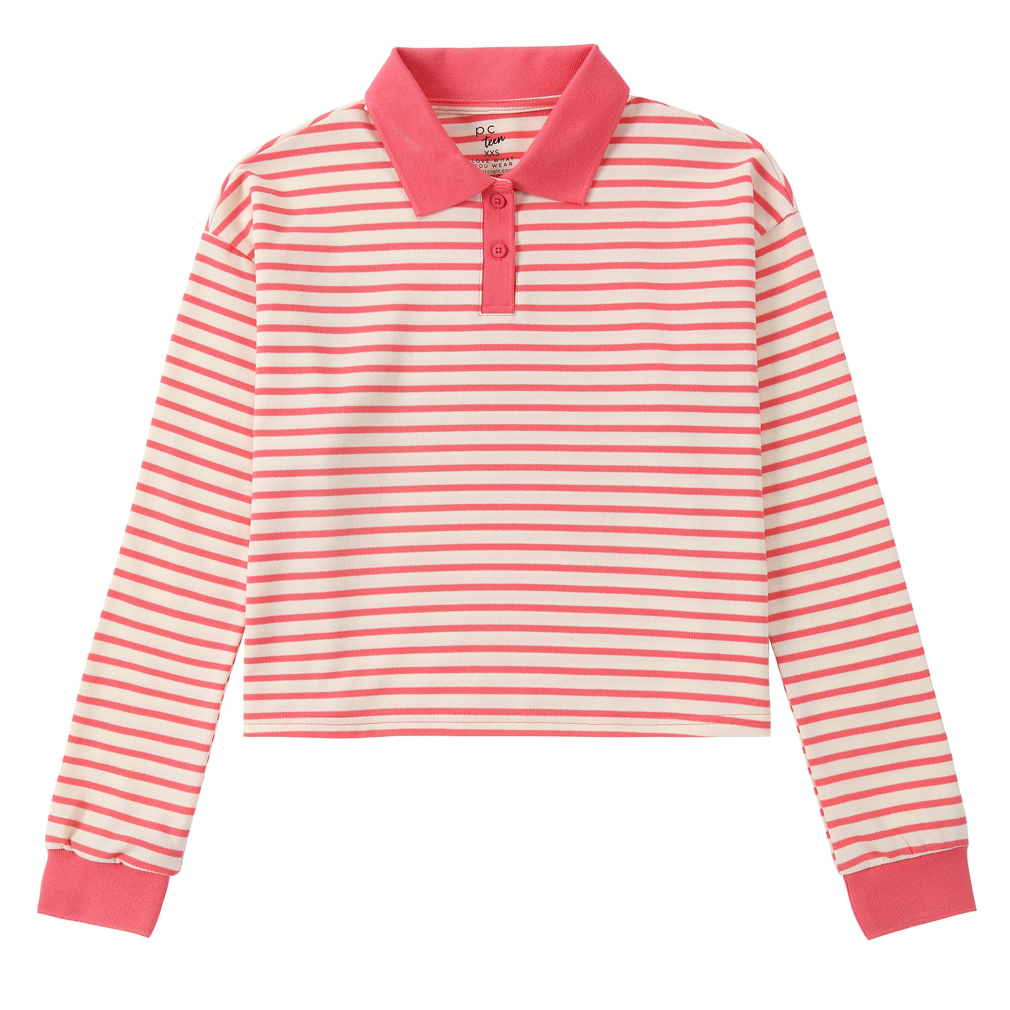 Pink Striped Collared Top