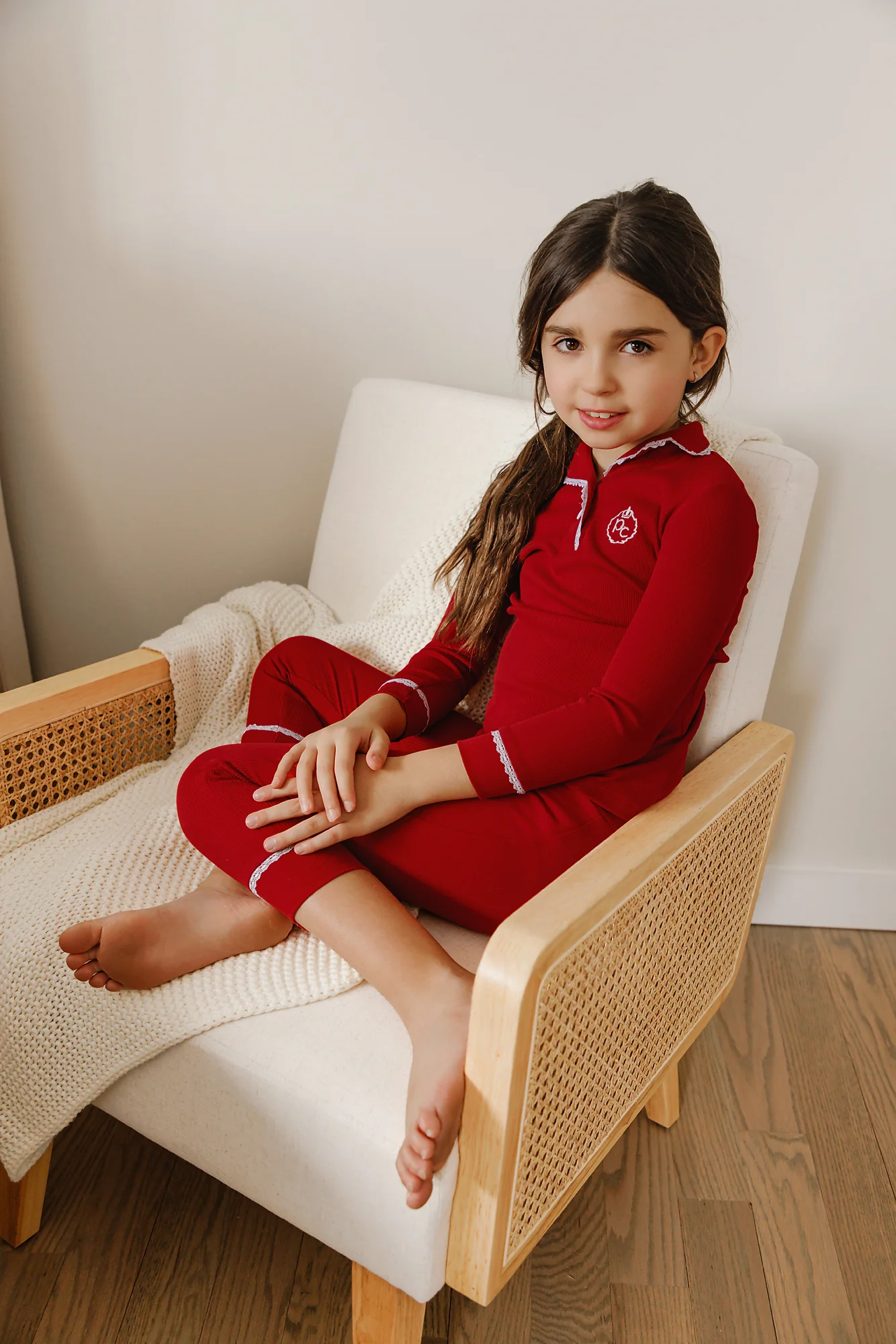 Red Collared Contrast Pajama - Image 2