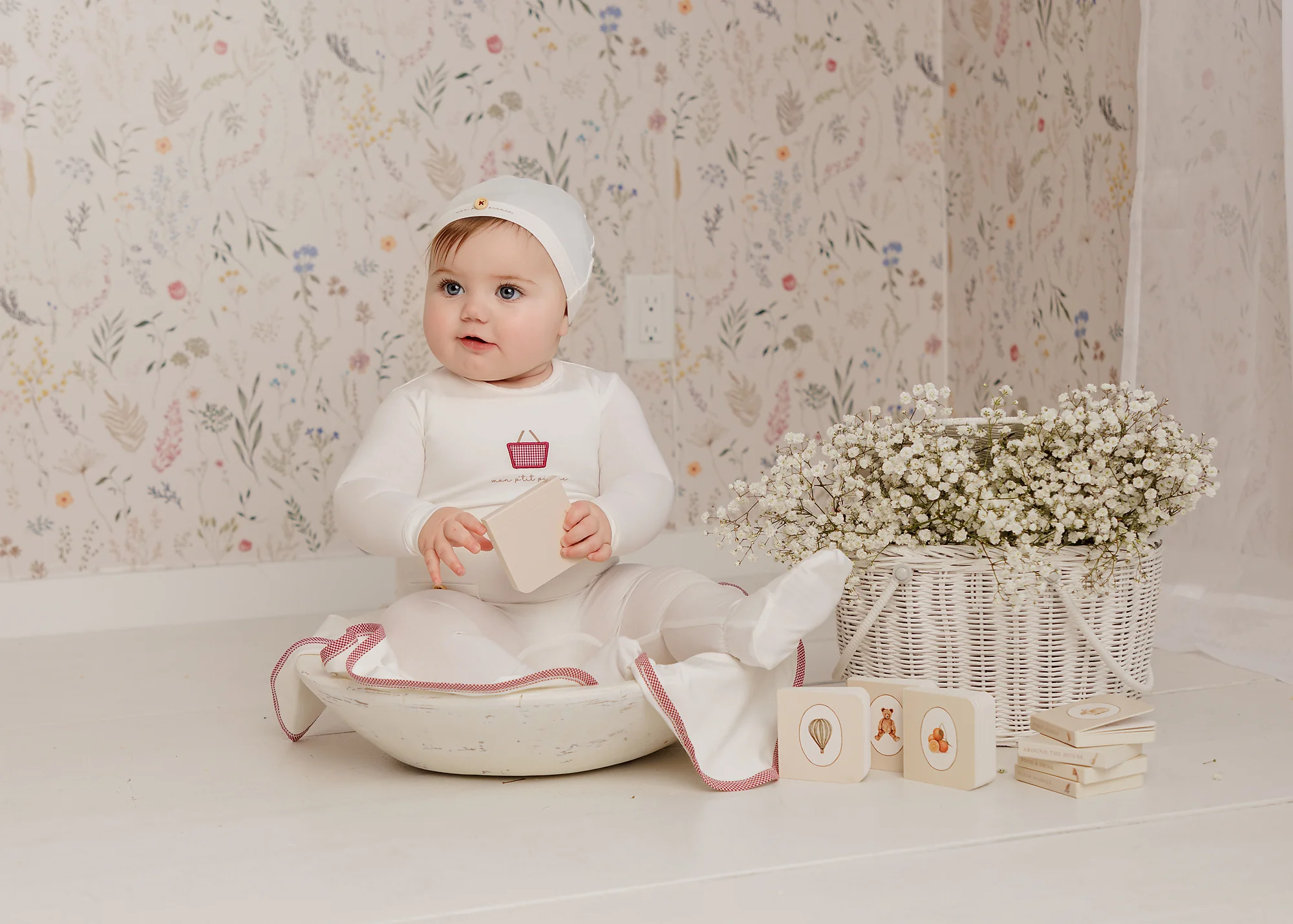 Ivory/ Red Gingham Blanket - Image 2